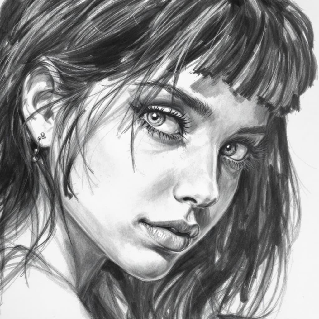 AI generated: charcoal girl drawing