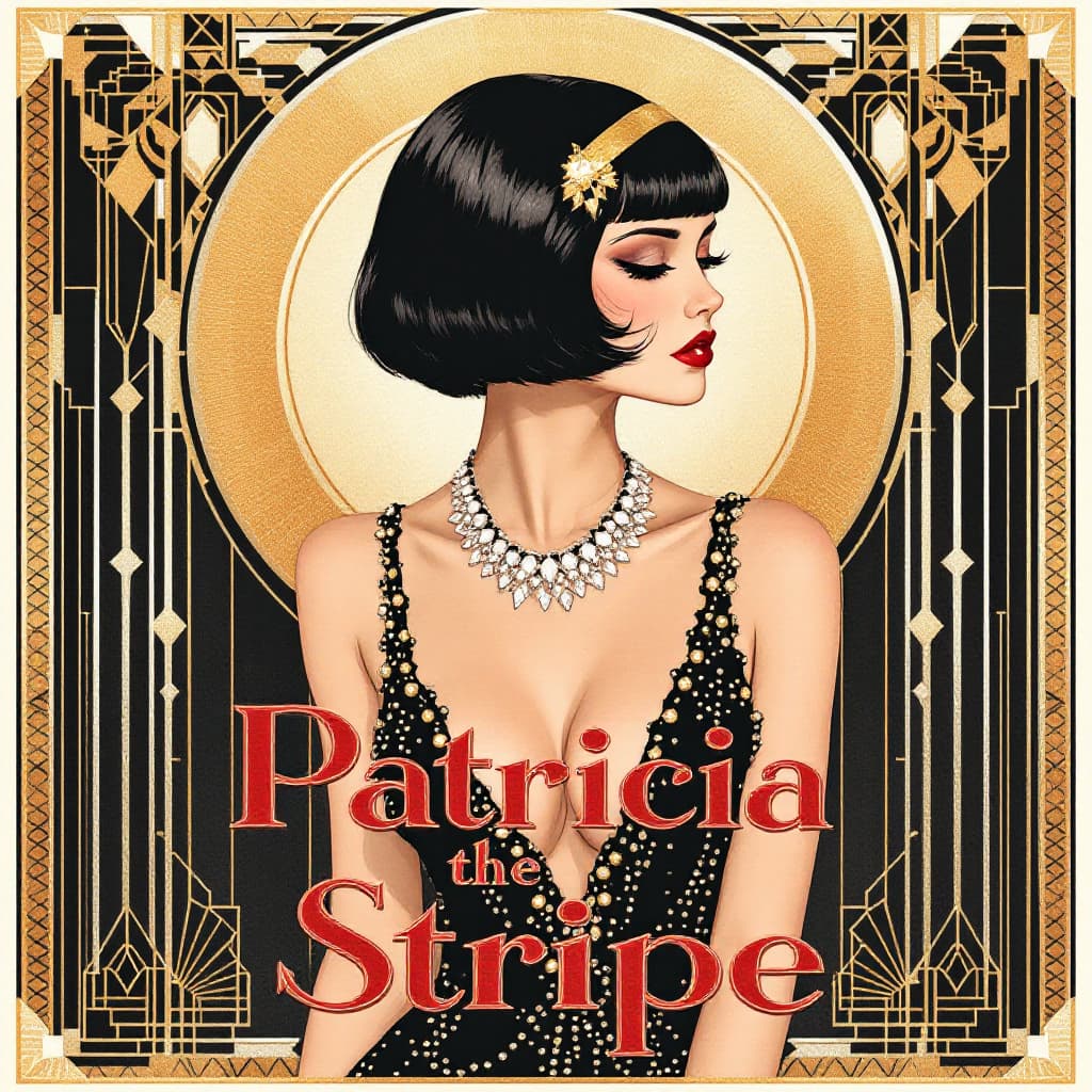 AI generated: A 1920s Art Deco-style poster in a palette of rich gold, deep black, and crimson red. A glamorous fl...