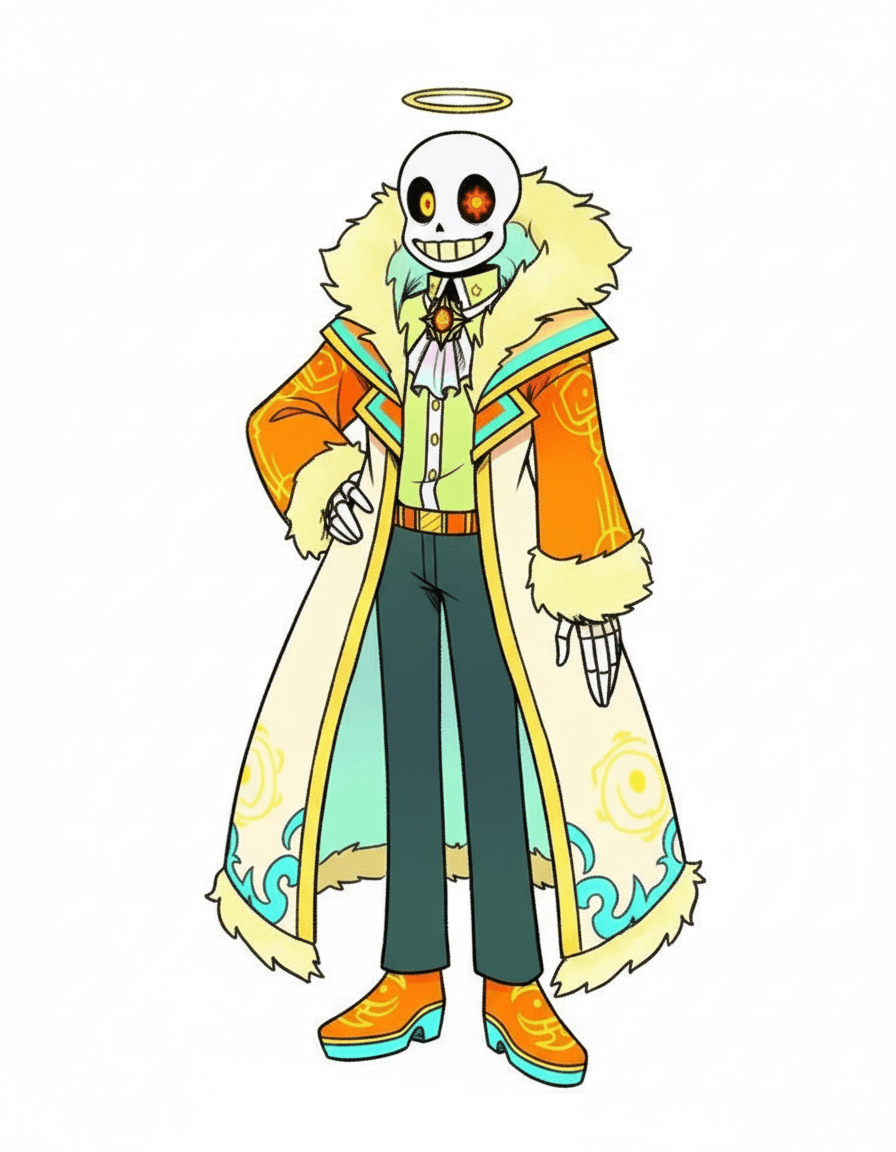 AI generated: “Cartoon-level detail skull simple design like Sans from Undertale: one-piece fused skull with no se...
