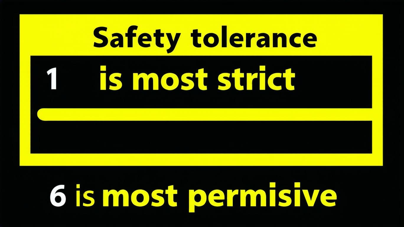AI generated: Safety tolerance
1 is most strict and 6 is most permissive