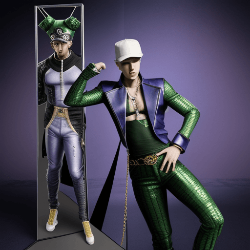 AI generated: New Humanoid Stand named Lose Yourself, Jojo's Bizarre Adventure, in the style of Hirohiko Araki, hi...
