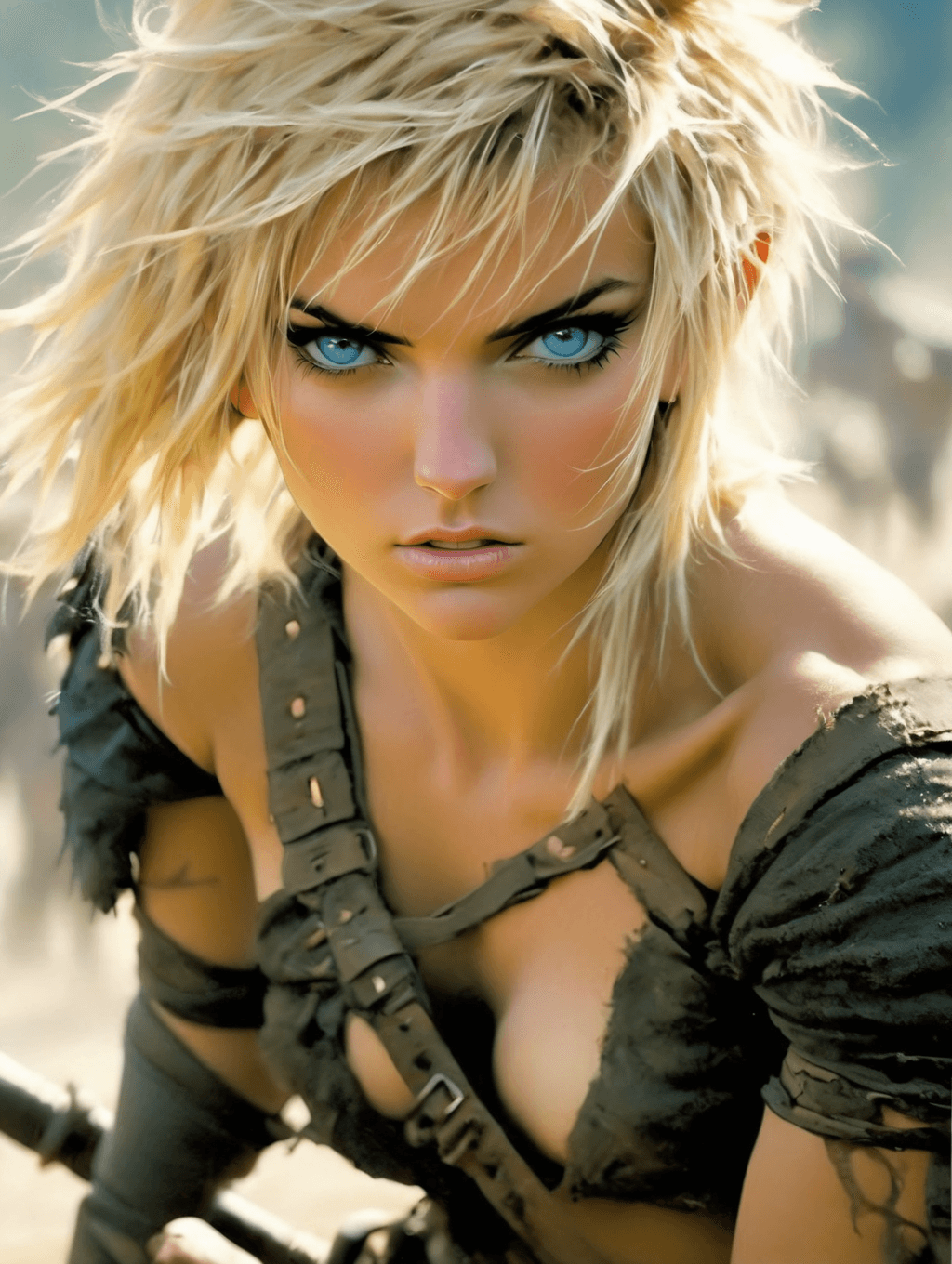 AI generated: <lora:nobra:1.5>, sexy young warrior slut, ripped clothing, (((skimpy black clothing))), hard nipple...