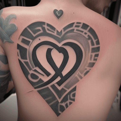 AI generated: create an heart, which matches the letters R and M around it, for a tattoo 
