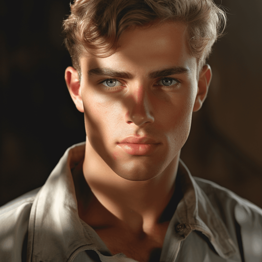 AI generated: german soldier, world war 2, standing, perfect skin, no blemishes, muscular, perfect human eyes, per...