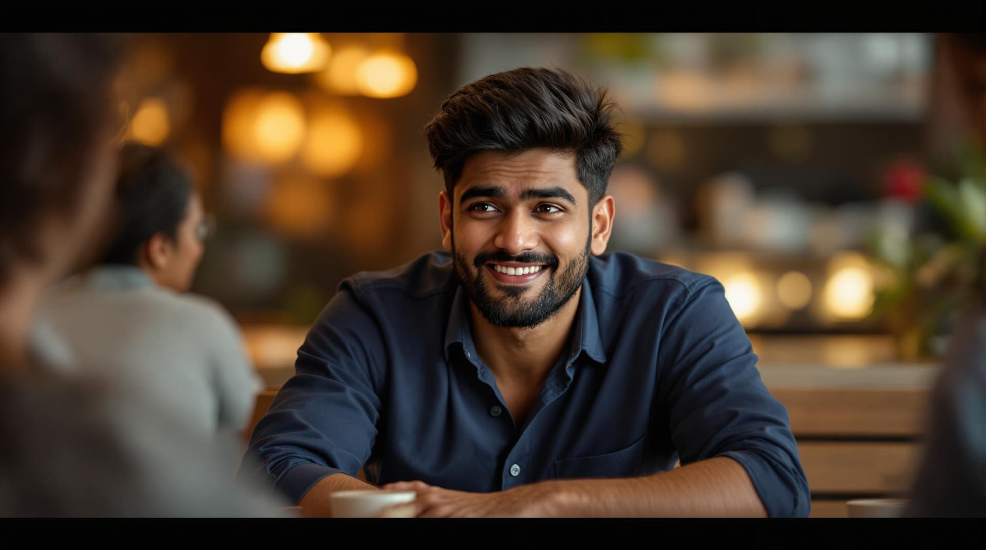 AI generated: (Cinematic UHD, young Indian man in his late 20s, short black hair, clean-shaven, wearing a casual f...