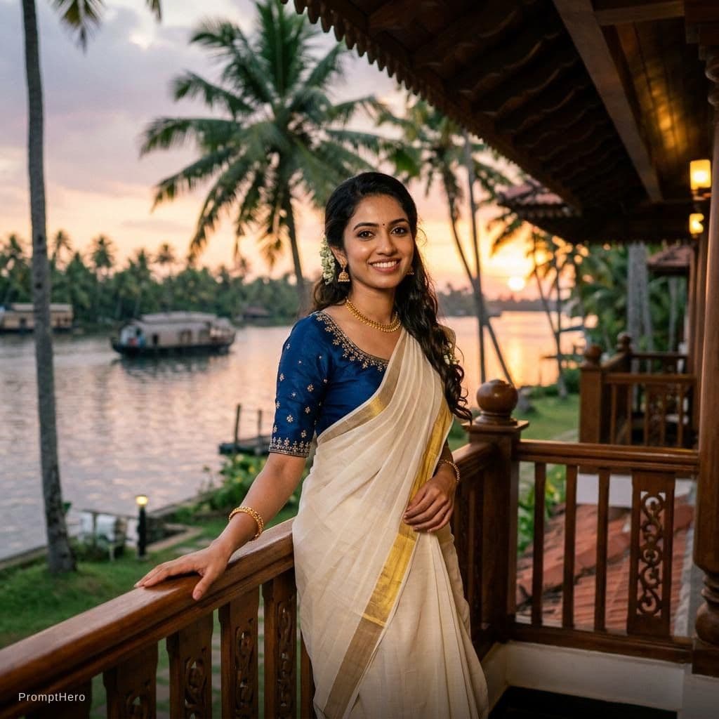 AI generated: indian.kerala girl.age 25 slim very glamour  very fancey  beautyfull background 