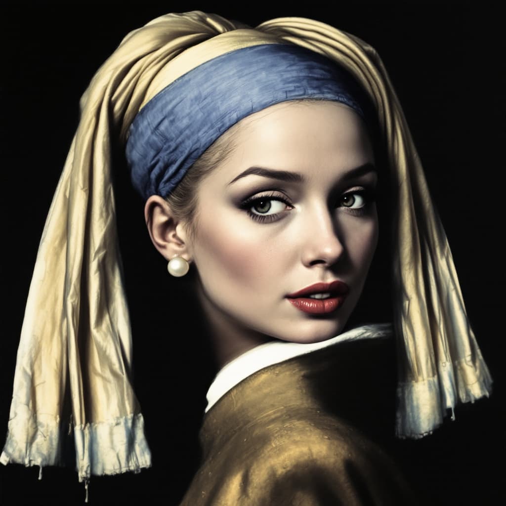 AI generated: The famous image of a woman with a pearl earring with Marilyn Monroe's face. Keep all the image sett...