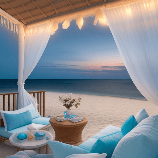AI generated: A serene coastal location with a gentle breeze and the soothing sound of waves. The light blue and w...