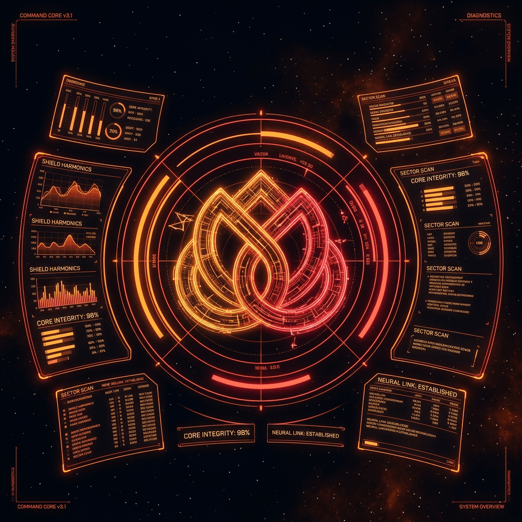 AI generated:   Futuristic holographic command center dashboard floating in dark space,
  multiple glowing data sc...