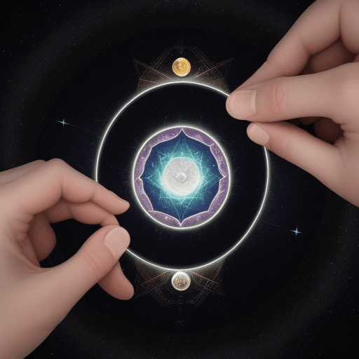 AI generated: Create a Tarot card design named "The Portal," representing the edges of light, transitions from one...