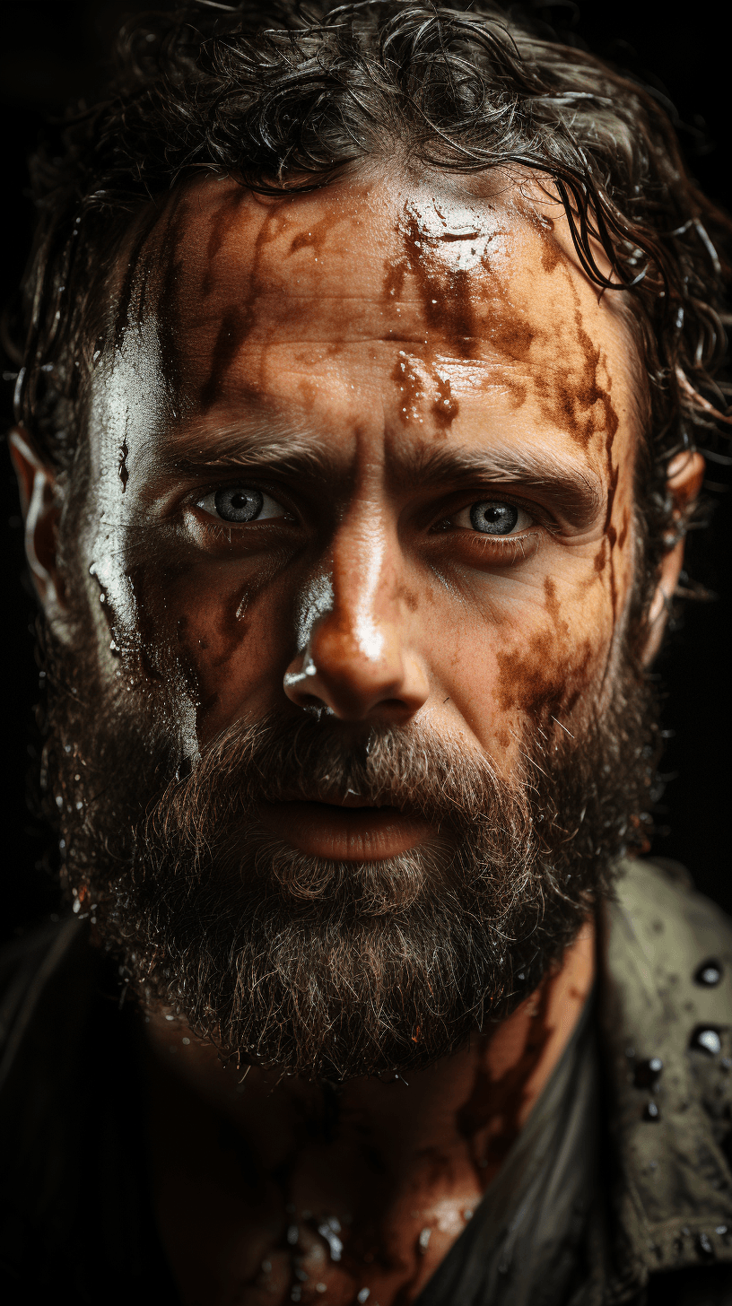 AI generated: a hyper realistic Rick Grimes from the walking dead as a futureistic soldier, the walking dead seaso...