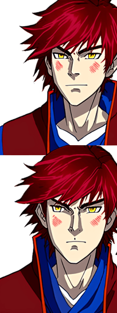 AI generated: stark is a young male mage and apprentice, stark in studio ghibli, he has dyed red hair and the root...