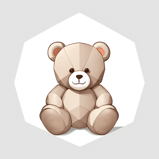 AI generated: a cute teddy bear illustration composed of simple geometric shapes with no light and shadow, laughin...