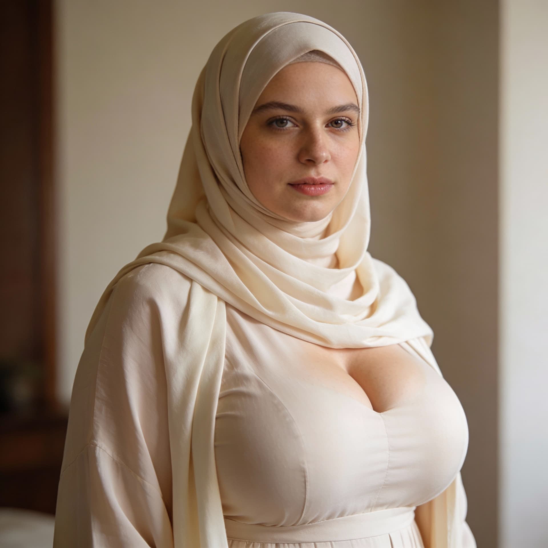 AI generated: a woman Muslim with huge boobs white