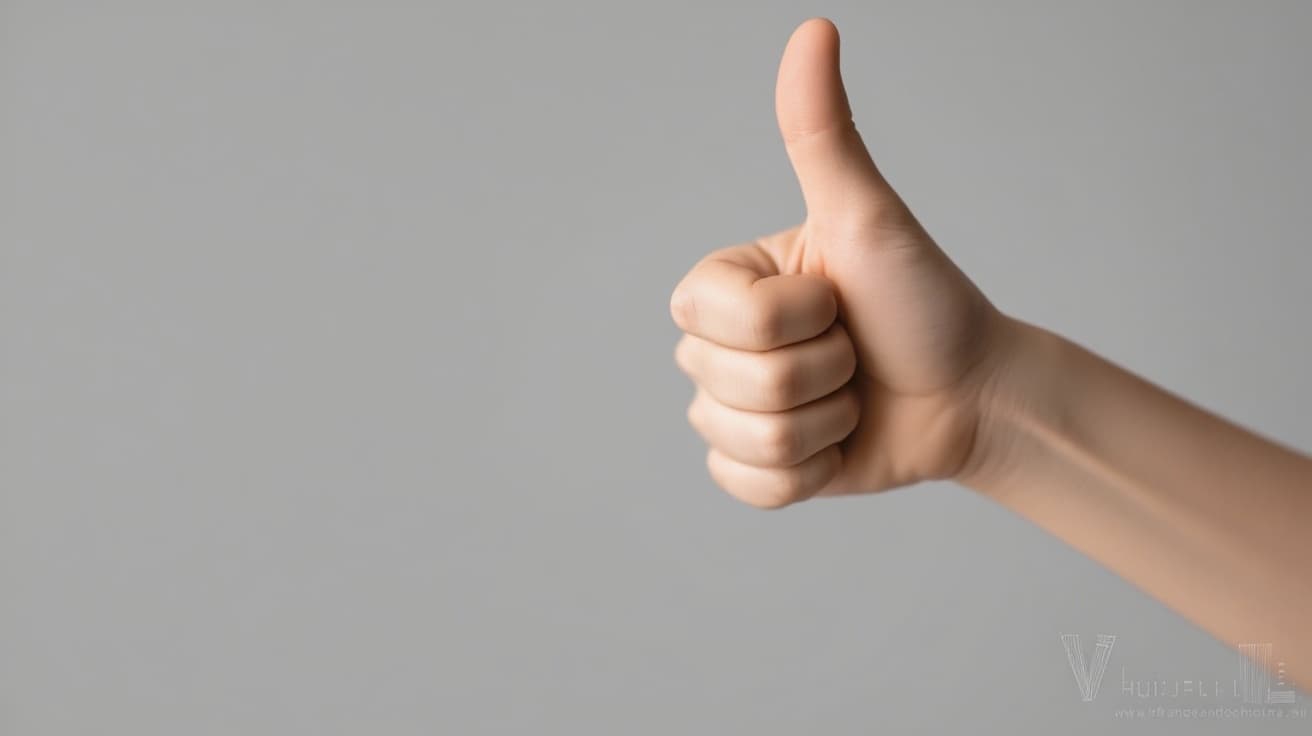 AI generated: human hand making the "like" sign with finger winter sleeve, isolated background from example
