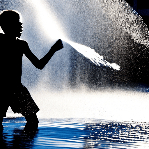 AI generated: water being thrown.  silhouette.