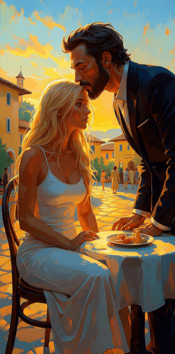 AI generated: portrait of a long blonde hair woman, in the style of Greg Hildebrandt, provance landscapes, a woman...