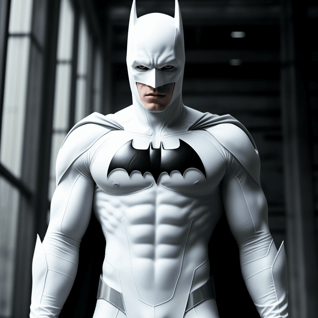 AI generated: albino batman, albino suit