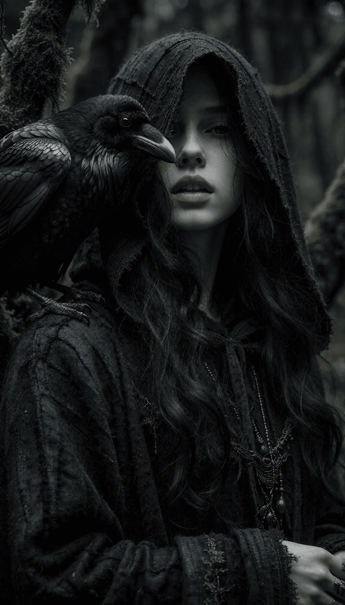 AI generated: **Realistic photograph**

A lone, enigmatic woman stands in the middle of a torrential rainstorm, he...