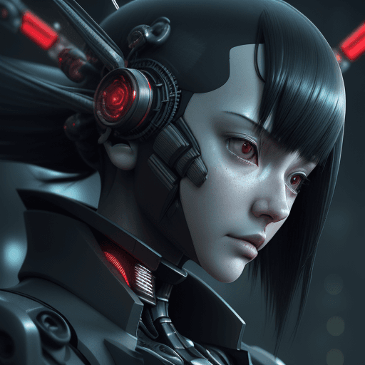 AI generated: 3d rendering, close-up, hyper detail front shot, focus to face, strange face with complex system equ...