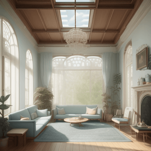 AI generated: High resolution photography interior design, dreamy sunken living room conversation pit, wooden floo...