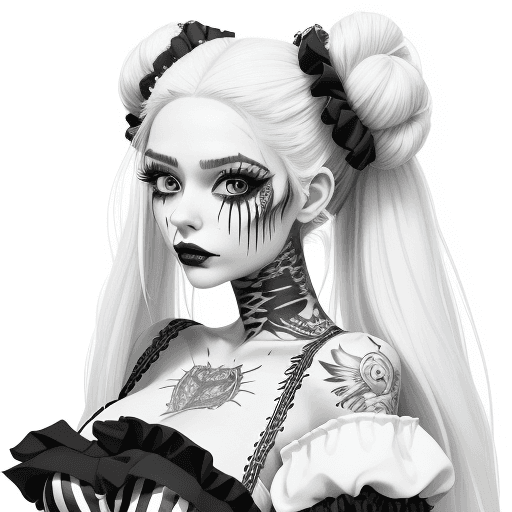 AI generated: Create a vibrant airbrushed wet oil painting of a beautiful long blonde and white hair with long las...