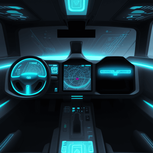 AI generated: Design a futuristic, high-tech HUD interface with holographic elements and data readouts