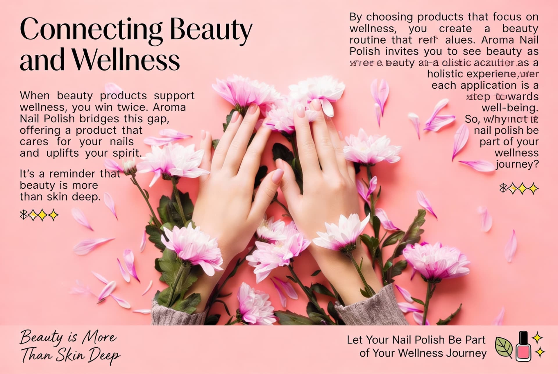 AI generated: Connecting Beauty and Wellness

When beauty products support wellness, you win twice. Aroma Nail Pol...