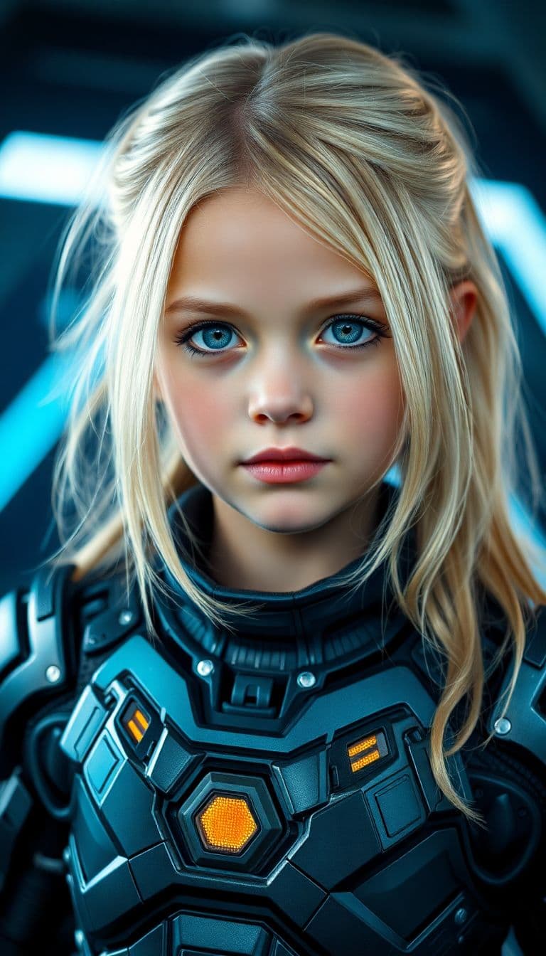 AI generated: a professional photo of a exceptionally of the most beautiful girl in the world, (age 8) Jamie (futu...