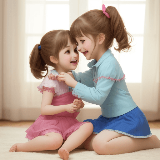 AI generated: an cute girl plays with her sister