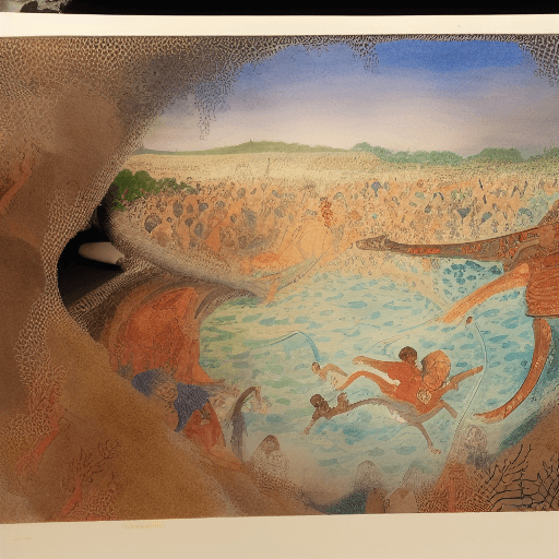 AI generated:  A hand-drawn and lightly colored with watercolors scene of  rostam wrestling with sohrab, a masterp...