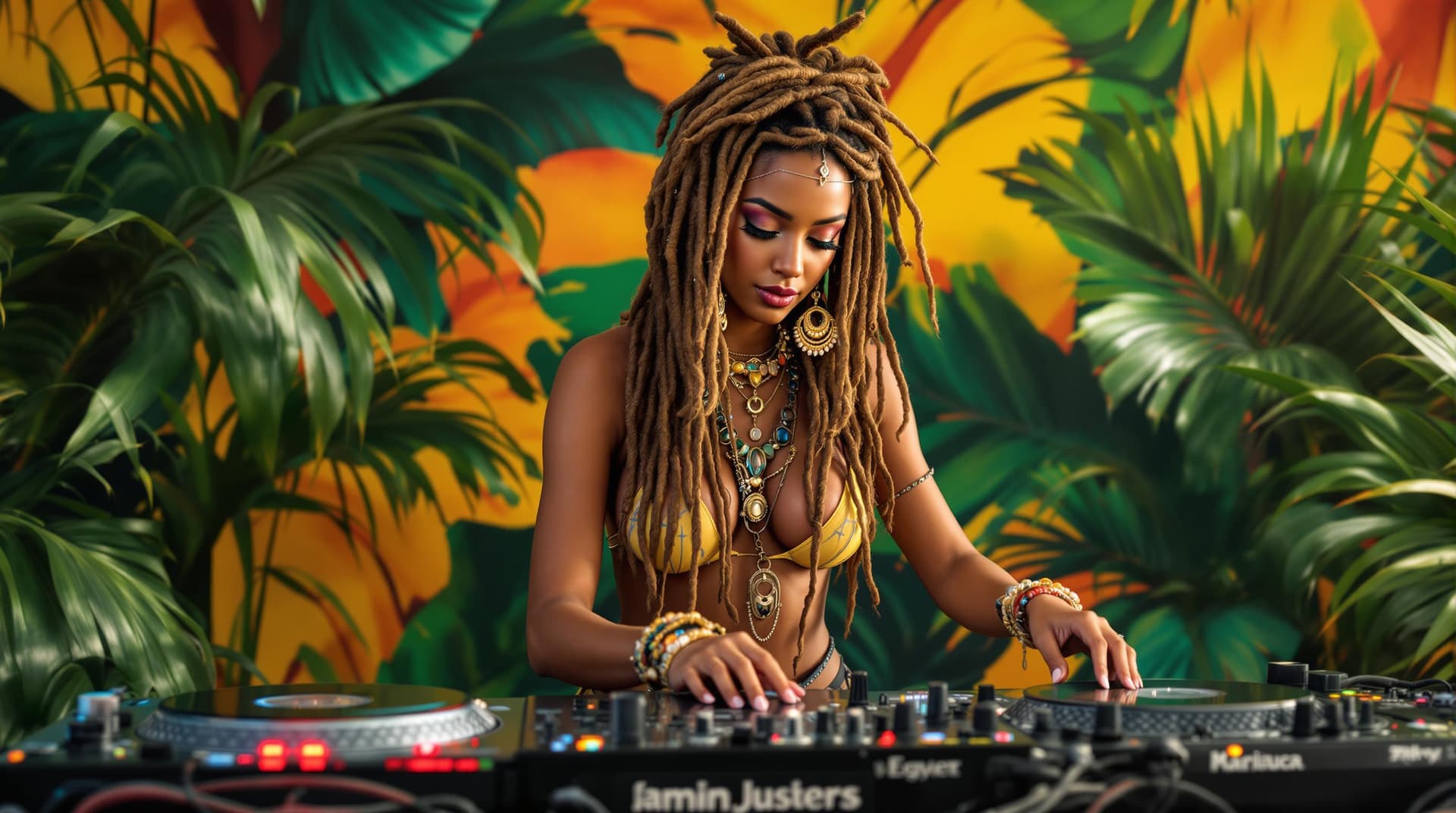 AI generated: A photo of a 30 year old a Egypt girl, light tanned skin with dreadlocks, desert punk style clothing...