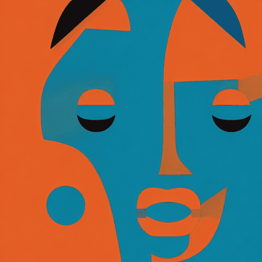 AI generated: a portrait geometric face, modernist bauhaus, Minimalism :: orange, teal, fibonacci ratios :: 8k --a...