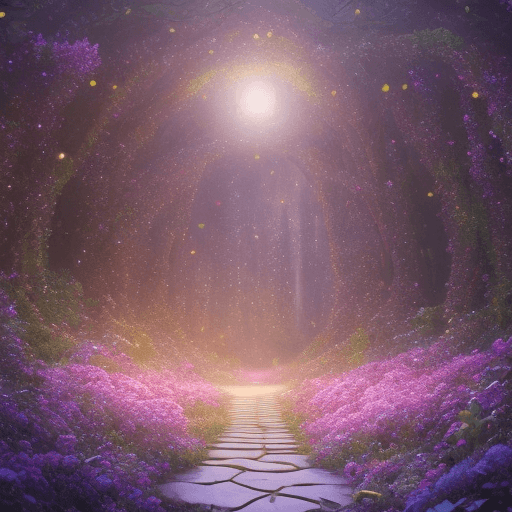 AI generated: < Luminous roseA high-definition CG rendering of a dark rose forest. a rose path, long floating blue...