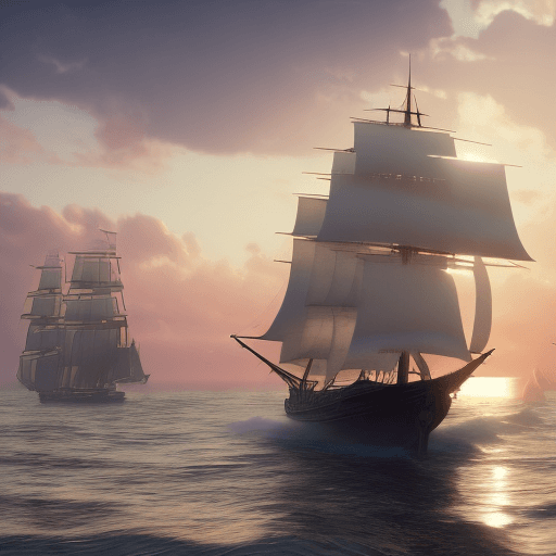 AI generated: Photo of a ultra realistic sailing ship, dramatic light, pale sunrise, cinematic lighting, battered,...