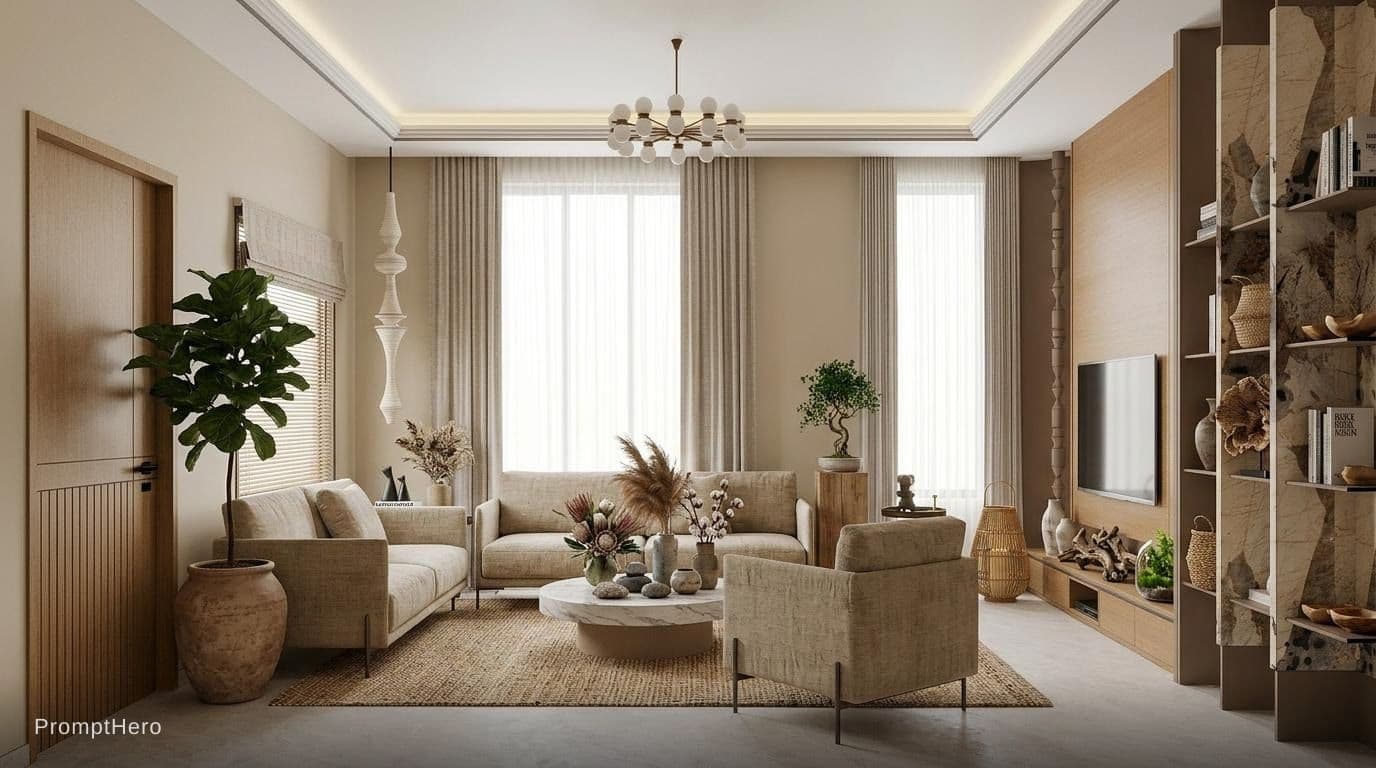 AI generated: design interior decoration. natural style. 