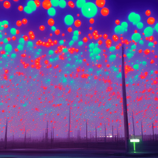 AI generated: Neon balls of energy flying around at night, lighting up the sky a long with spirits of dead samurai...