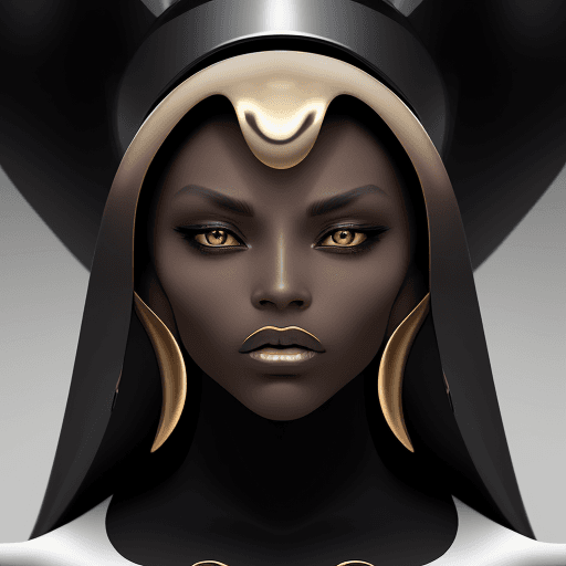 AI generated: a woman with a large jaw and gold teeth, in the style of futuristic minimalism, restrained forms, da...
