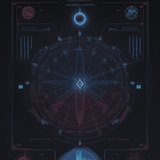 AI generated: a man  standing in the distance in a blue space colony/schematics/measurements/marginalia/abstract/t...