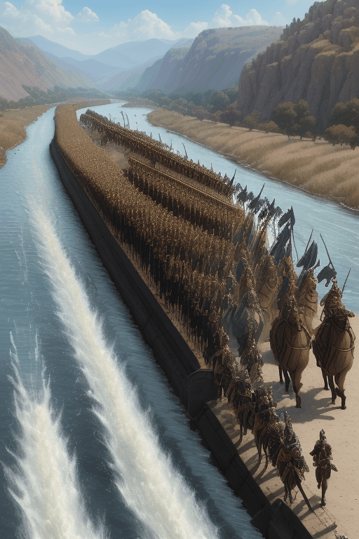 AI generated: ((best quality)), ((masterpiece)), ((realistic)), (detailed), Alexander's army, reinvigorated and re...