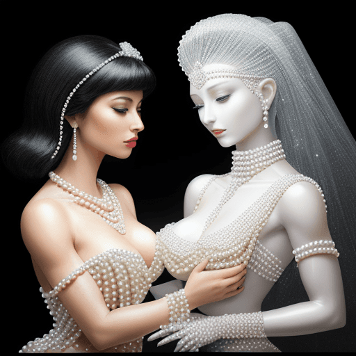 AI generated: A woman made of diamonds and a woman made of pearls