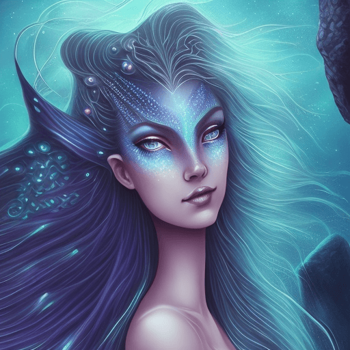 AI generated:  An incredibly stunning mermaid, with bioluminescent dragon scales on her. Beautiful stunning long l...