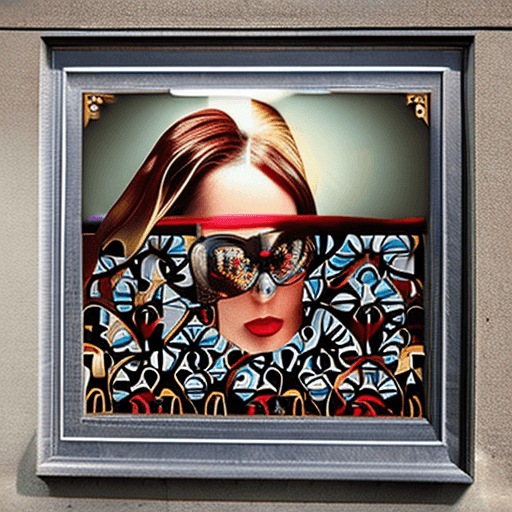 AI generated: a beautiful girl's face wearing sunglasses and red lipstick, a lifelike portrait with every pore and...