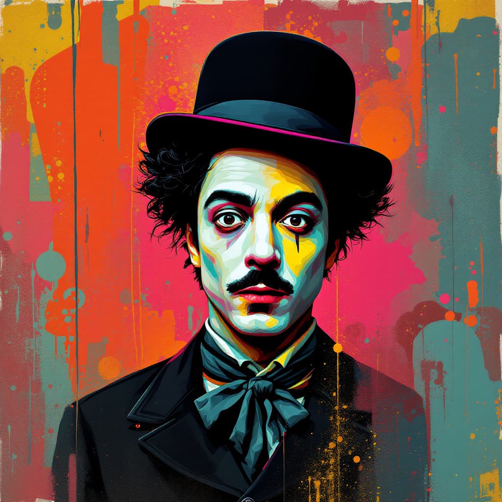 AI generated: create a portrait of charlie chaplin with Brazilian Phonk Art is a creative fusion that blends the a...