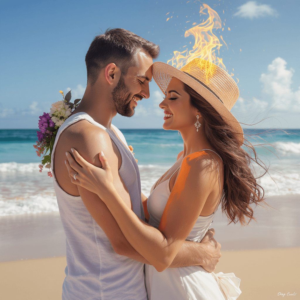AI generated: Realistic and detailed! A man and woman embracing each other, forming a heart. Symbolizing "Love on ...