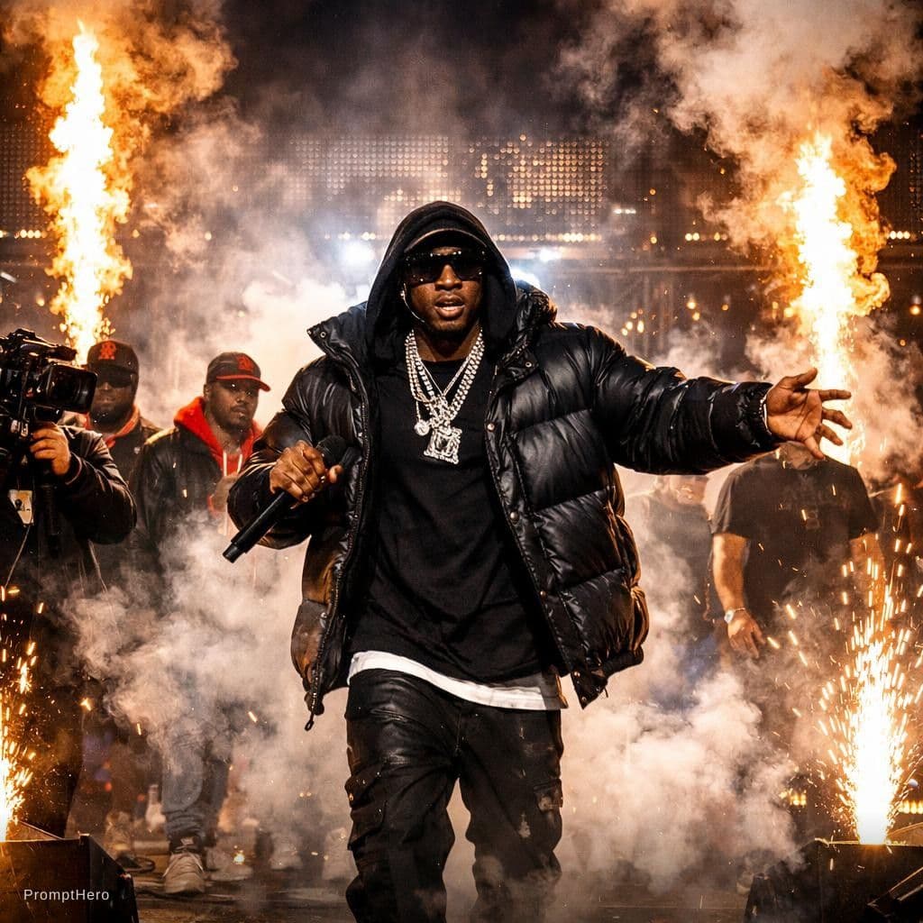 AI generated: Je veux une image 
Entre de rapper
