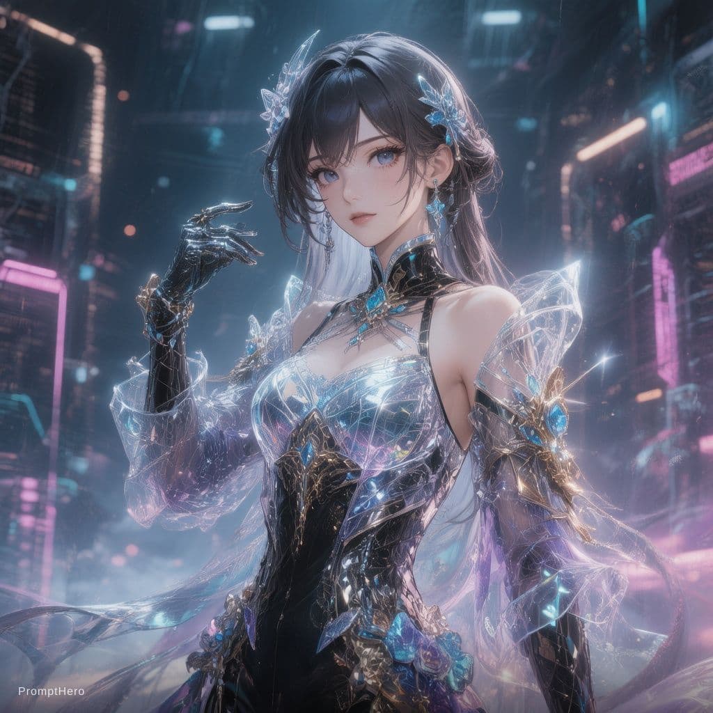 AI generated: Honkai: Star Rail — Futuristic Aesthetic, Cyberpunk, Unreal Engine 5, Exquisite Attire, Jingliu,Chro...