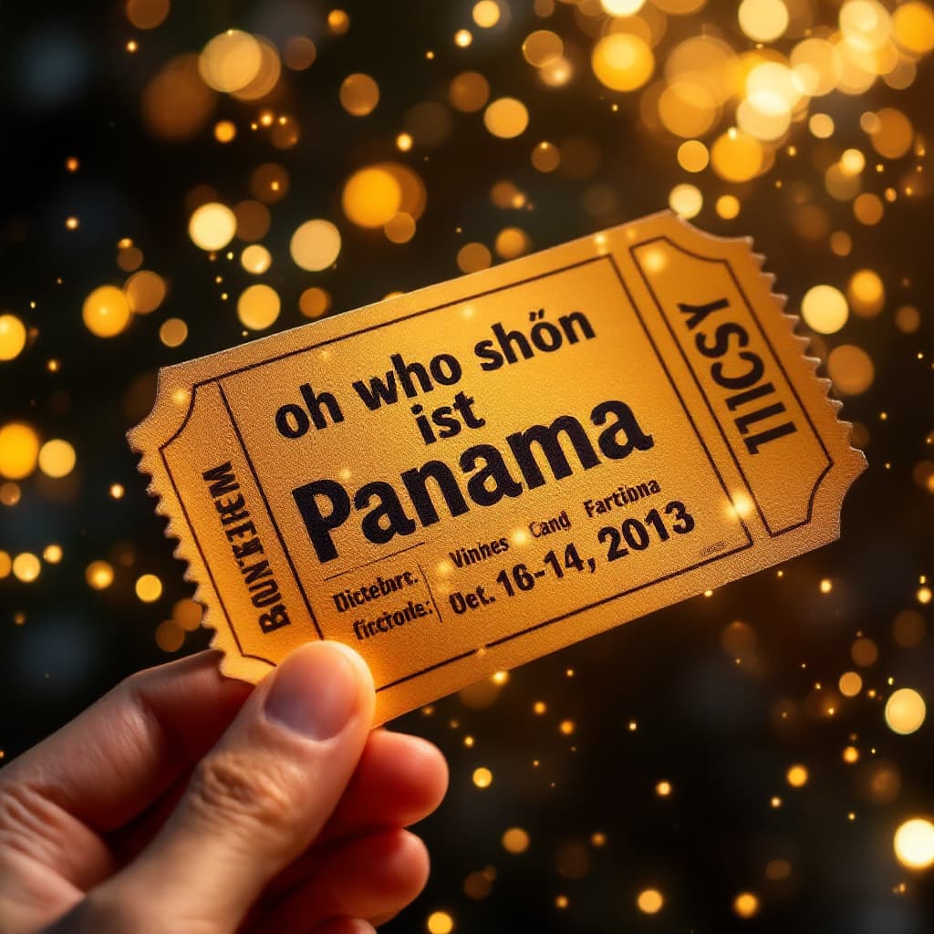 AI generated: cinema ticket with filmthema "oh wie shön ist Panama" 