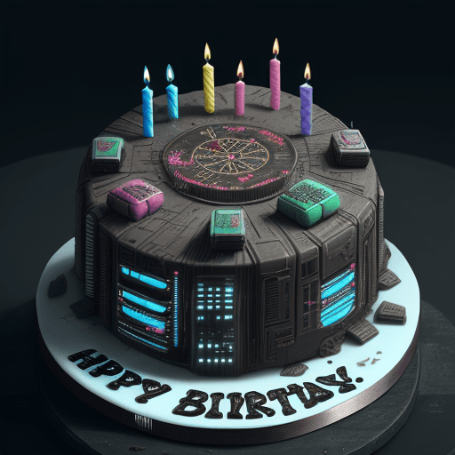 AI generated: Birthday Cake but its Cyberpunk dystopia