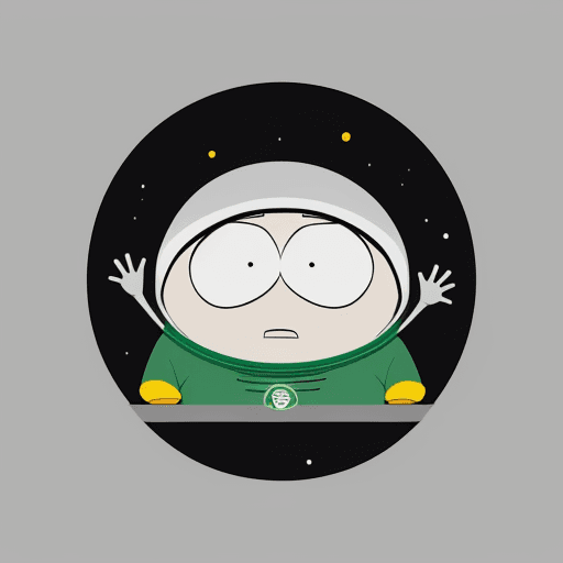 AI generated: clean vector image. round logo. png. south park grey alien. space. ayy lmao. bitcoin. cartoon. minim...
